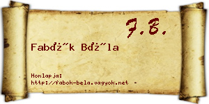 Fabók Béla névjegykártya