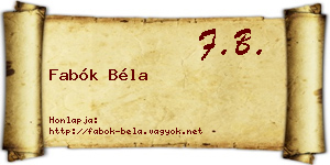 Fabók Béla névjegykártya